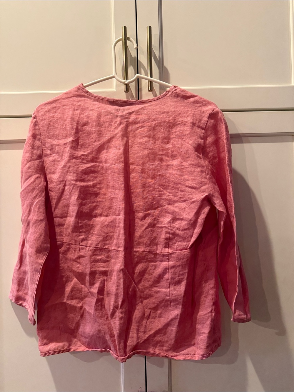 Carole Little Pink Linen Tie-Front Blouse large - Picture 4 of 4